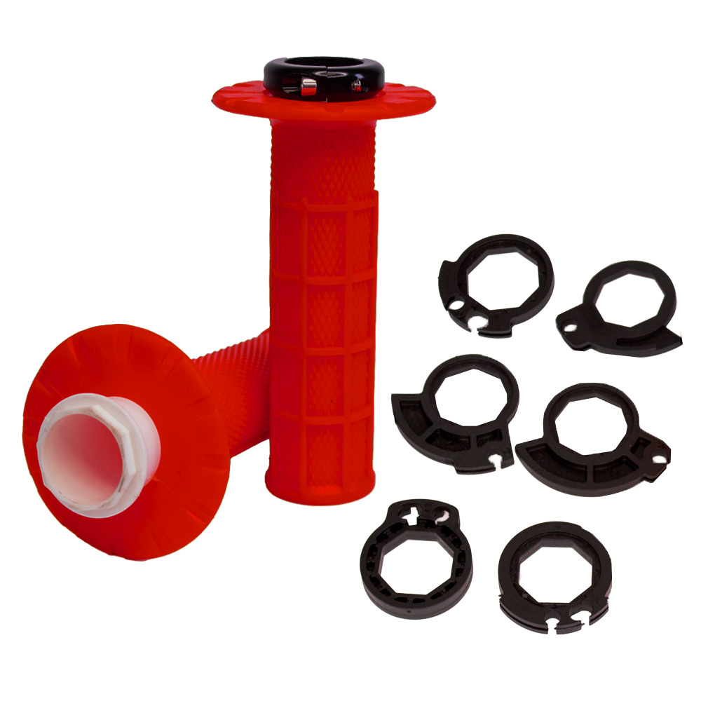 HANDLEBAR GRIPS APICO LOCK ON FULL DIAMOND HALF WAFFLE RED